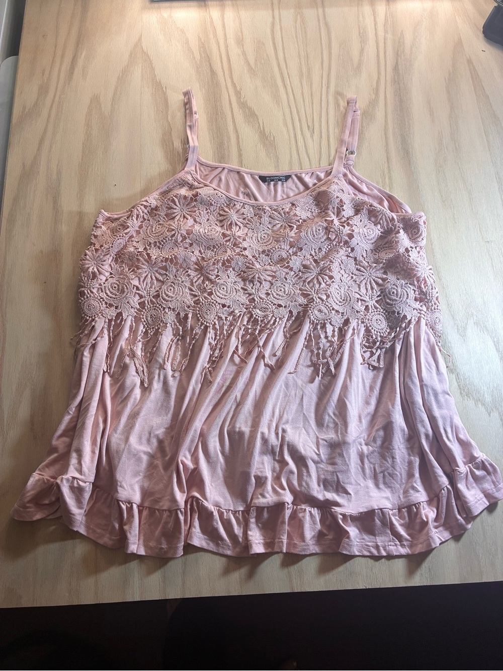 Bloomchic Lace-Trim Pink Camisole Top Size 26